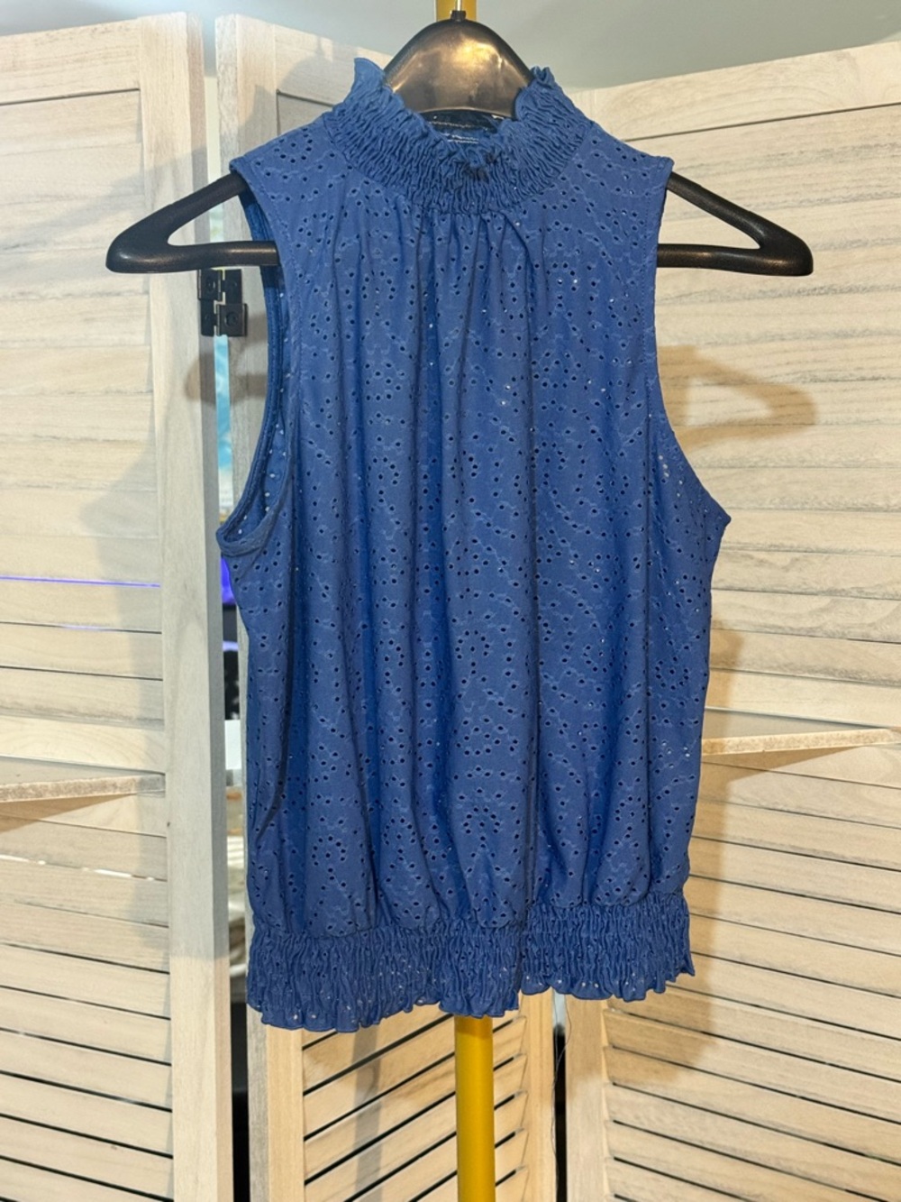 Anthropologie brand W5 Blue Eyelet Smocked Neck Sleeveless Camisole-small/medium